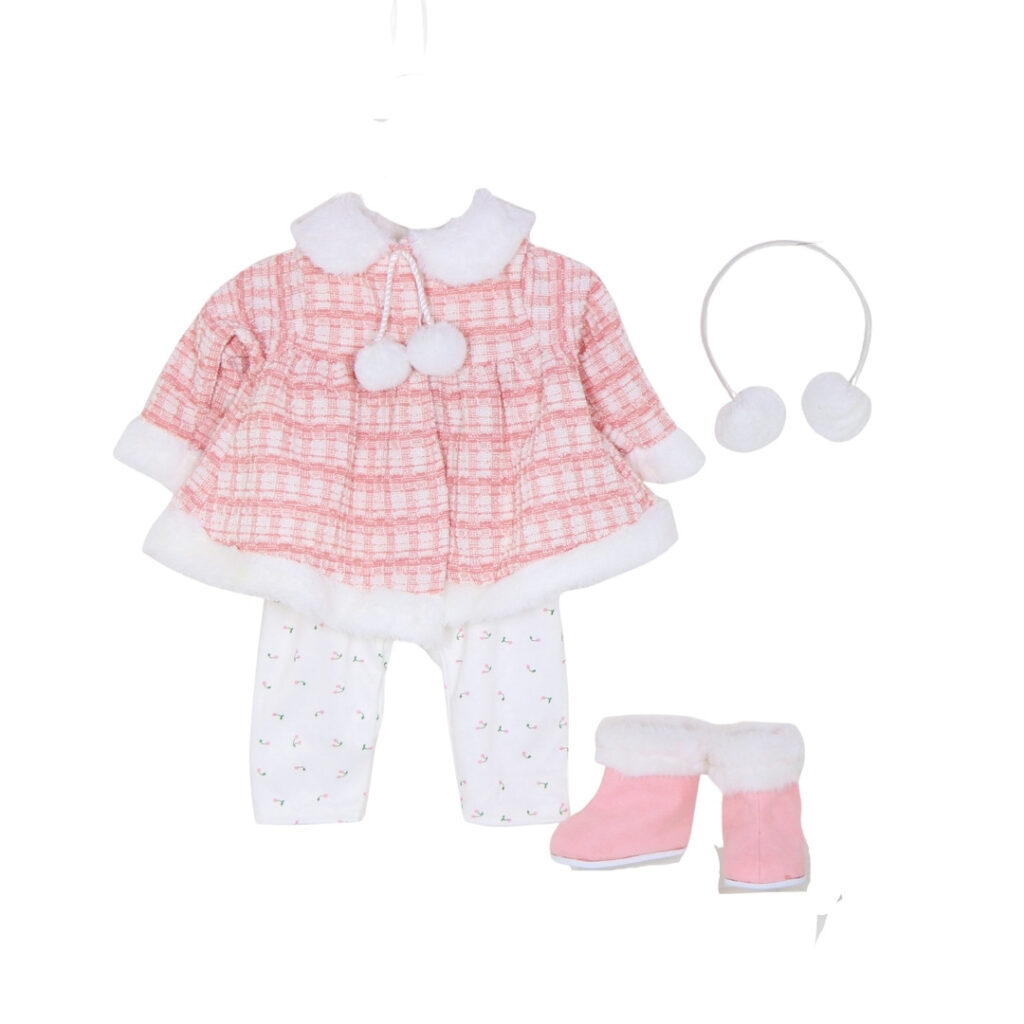 Pink Winter Coat & Boots Outfit for Reborn Dolls – Fits 22-Inch Dolls