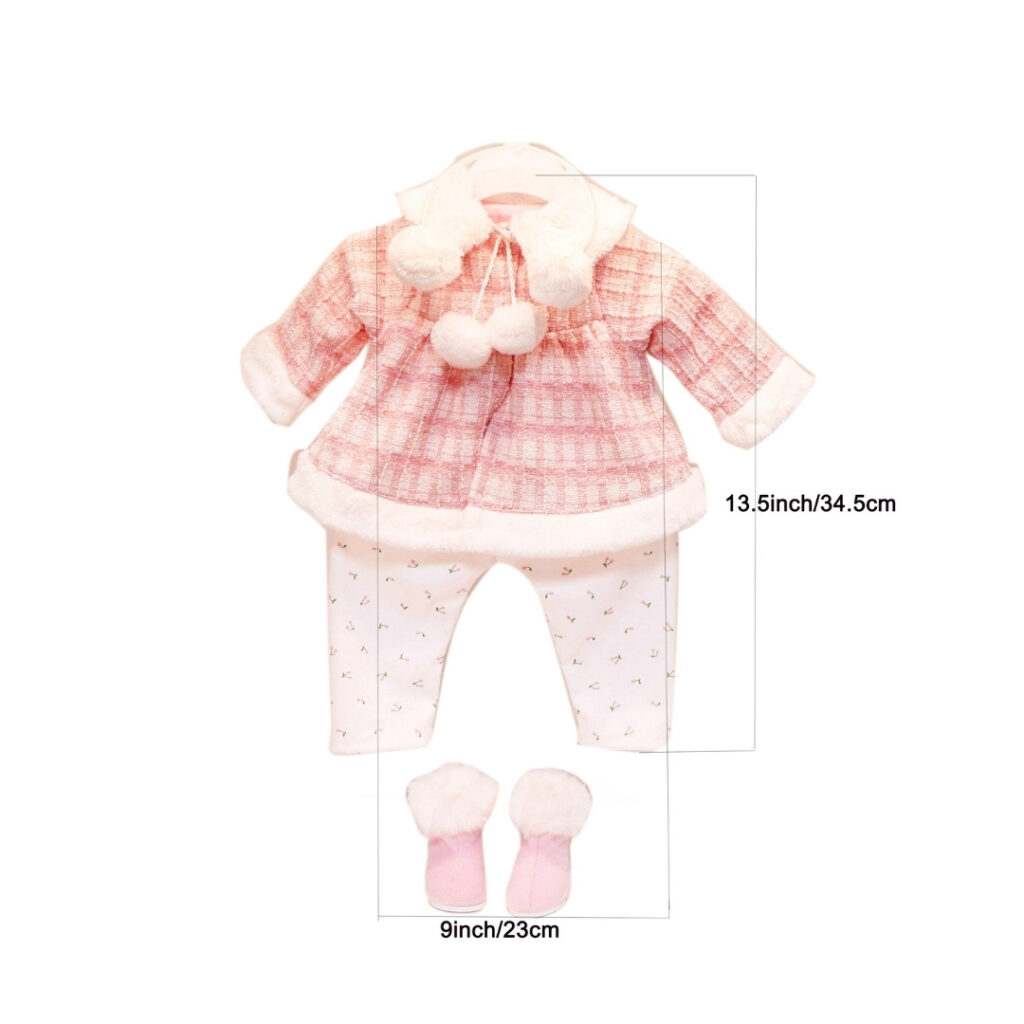 Pink Winter Coat & Boots Outfit for Reborn Dolls – Fits 22-Inch Dolls