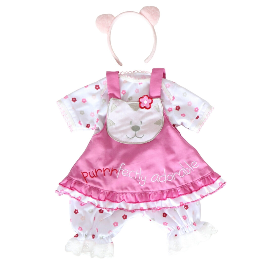 Purrrfectly Adorable Cat Dress Outfit for Reborn Dolls – Fits 20–22 Inch Dolls
