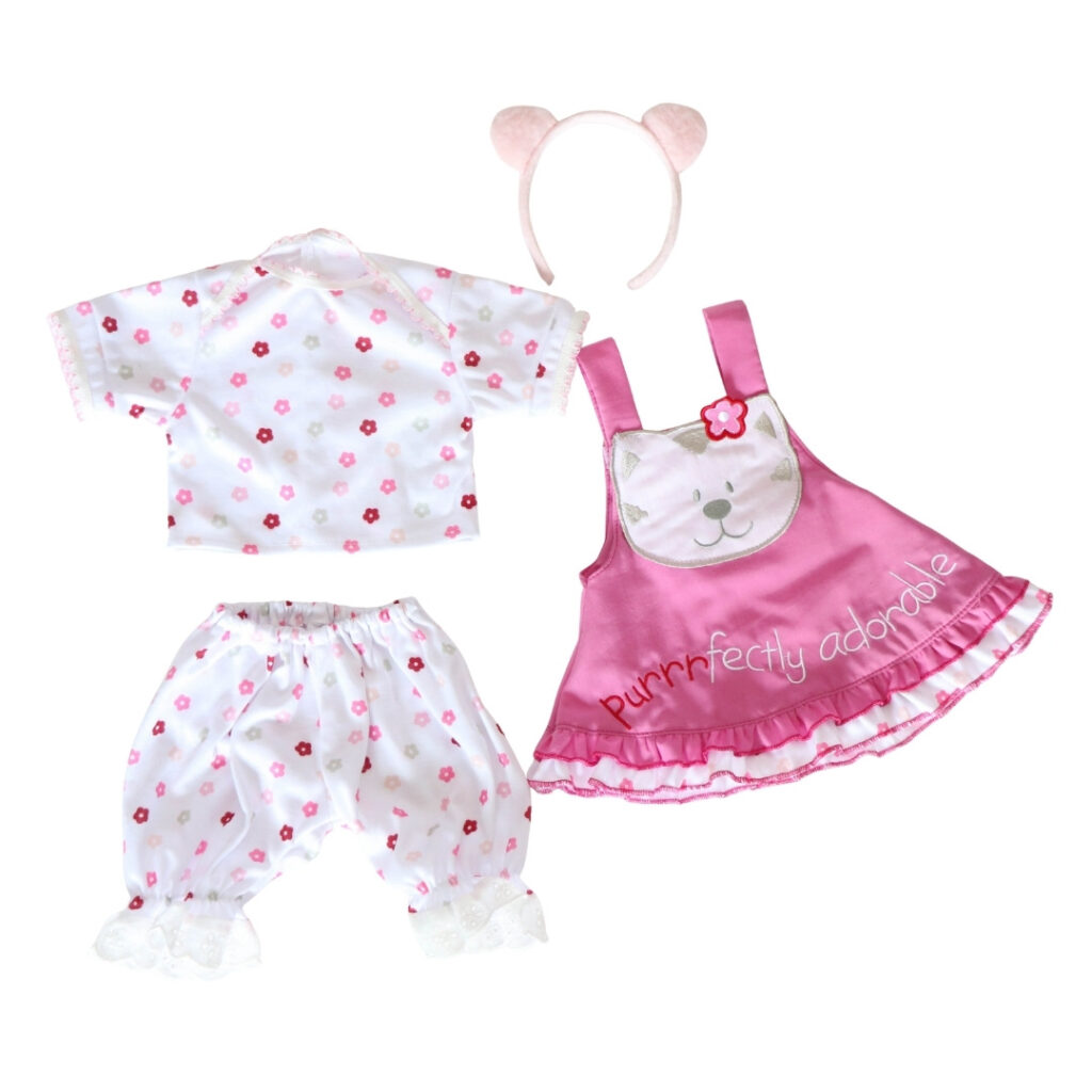 Purrrfectly Adorable Cat Dress Outfit for Reborn Dolls – Fits 20–22 Inch Dolls