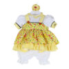 Yellow Floral Pinafore Reborn Doll Outfit with Bloomers & Hair Puffs – 22-Inch Fit