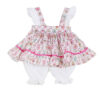 Cupcake print layered apron dress detail with pink ruffle trim for reborn doll outfit