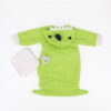 Open dinosaur bathrobe for doll with belt tie soft towel fabric and hood detail for 22 inch dolls