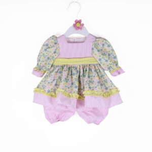Pastel floral ruffle dress outfit with bloomers for reborn dolls fits 20 to 22 inch dolls