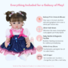 Stella Rae 22 inch reborn toddler doll in galaxy print dress with accessories including pacifier bottle shoes and diaper